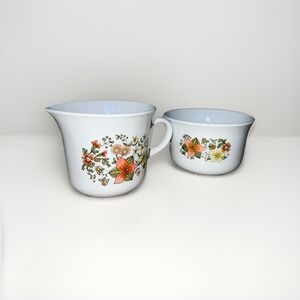 Vintage Corelle by Corning Indian Summer Creamer and Open Sugar Set Retro Floral